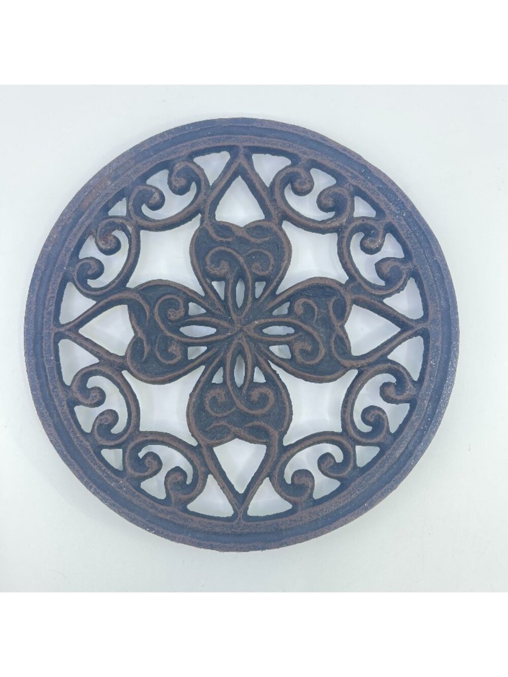 vintage cast iron trivet celtic knot four leaf clover irish farmhouse rustic